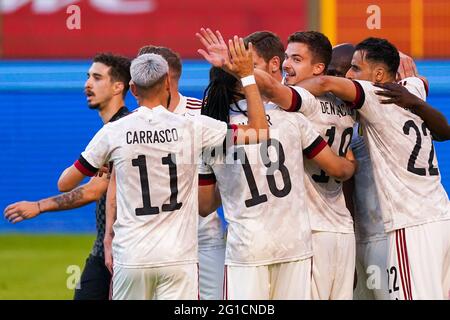 06-06-2021: Voetbal: Belgie v Kroatie: Brussel BRUSSEL, BELGIQUE - JUIN 6: Romelu Lukaku de Belgique célèbre après avoir marquant son premier but de côtés avec Banque D'Images