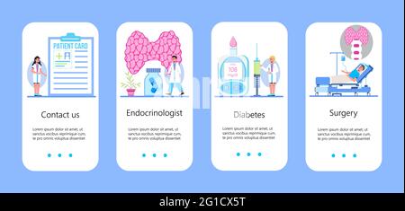 Vecteur de concept d'hypothyroïdie. Les endocrinologues diagnostiquent et traitent la glande thyroïde humaine. Les médicaments, fournitures médicales pour le patient sont affichés. Médecine p Illustration de Vecteur