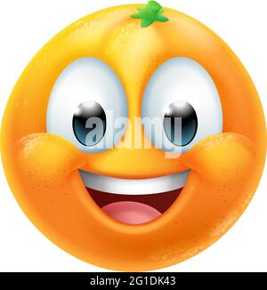 Orange fruit Cartoon Emoticon Emoji Mascot icône Illustration de Vecteur