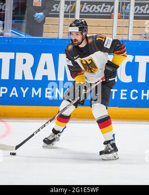 Marco Nowak #11 de l'Allemagne USA - ALLEMAGNE 6-1 finale DES CHAMPIONNATS DU MONDE DE HOCKEY SUR GLACE de l'IIHF pour la 3e place à Riga, Lettonie, Lettland, 6 juin 2021, Saison 2020/2021 © Peter Schatz / Alamy Live News Banque D'Images