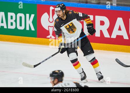 Markus Eisenschmid #58 de l'Allemagne USA - ALLEMAGNE 6-1 finale DES CHAMPIONNATS DU MONDE DE HOCKEY SUR GLACE de l'IIHF pour la 3e place à Riga, Lettonie, Lettland, 6 juin 2021, Saison 2020/2021 © Peter Schatz / Alamy Live News Banque D'Images