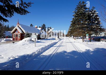 Ancienne gare sur le sentier transcanadien, Val David, province de Québec, Canada Banque D'Images