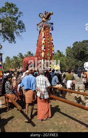 Festival Anthimahakallai Kavu à Cheelakkarai BEI Thrissur, Kerala, Indien Banque D'Images