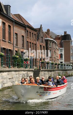 Excursion en bateau sur la Lieve, la vieille ville de Gand, Gand, Flandre orientale, Flandre, Benelux, Belgique Banque D'Images