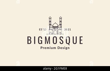 lignes hipster mosquée logo symbole vecteur icône illustration graphique conception Illustration de Vecteur