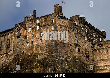 Château d'Édimbourg, Castle Rock, vue de la vieille ville, Grassmarket, Édimbourg, Écosse, Royaume-Uni Banque D'Images