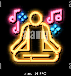 Illustration de l'icône en forme de néon musical Man relaxation Illustration de Vecteur