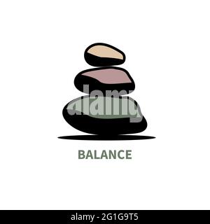 Icône Balance. Symbole harmonie. Pile de pierres. Concept du bouddhisme. Signe de méditation. Illustration minimale du vecteur Illustration de Vecteur