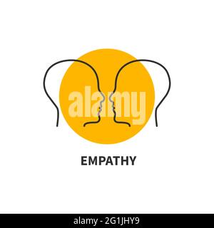 Icône de l'intelligence émotionnelle. Deux profils mâles. Logo empathie. Concept de psychologie. Signe d'interaction. Illustration de Vecteur