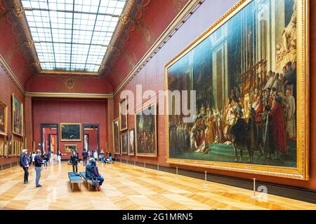 France, Paris, région classée au patrimoine mondial de l'UNESCO, Musée du Louvre, salle de peinture française, couronnement de Napoléon Banque D'Images