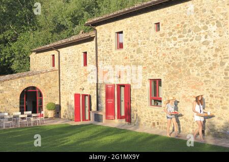 Italie, Toscane, région viticole du Chianti Classico, Greve in Chianti, vignoble de Vignamaggio, location d'Orto Banque D'Images