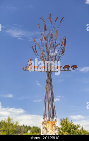 France, Lozre (48), croix Saint-Pierre-des-Tripiers, causse Mjean, gorges du Tarn, parc naturel des grands causses Banque D'Images