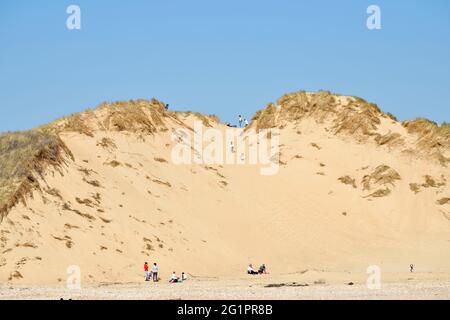 France, pas-de-Calais, Wimereux, Côte d'Opale, plage de Slack Dunes entre Ambleteuse et Wimereux Banque D'Images