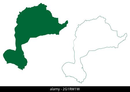 Région des collines de la Jaintia Ouest (État de Meghalaya, République de l'Inde) carte illustration vectorielle, croquis à griffonnage carte des collines de la Jaintia Ouest Illustration de Vecteur