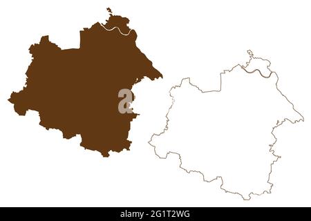 Salzland district (République fédérale d'Allemagne, district rural, État libre de Saxe-Anhalt) carte illustration vectorielle, scribble sketch Salzlandkreis ma Illustration de Vecteur