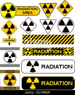 Ensemble d'icônes nucléaires avertissement de danger de rayonnement Illustration du vecteur radioactif Illustration de Vecteur