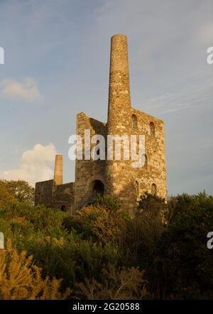 Petit-lait Peevor, mine Cornish, moteur de pompage. Patrimoine industriel et géologie économique. Cornwall, Royaume-Uni. Banque D'Images