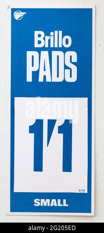 Étiquettes d'affichage des prix publicitaires des années 1970 - Brillo Pads Banque D'Images