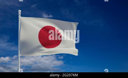 Drapeau national du Japon, agitant dans le vent. Rendu 3d, CGI Banque D'Images