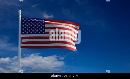 Drapeau des États-Unis d'Amérique (USA), agitant dans le vent - rendu 3d - CGI Banque D'Images