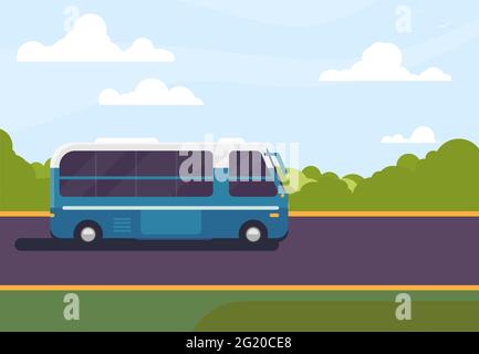 Autobus sur la route Illustration de Vecteur