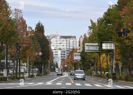 OSAKA, JAPON - 06 décembre 2019 : Osaka, Japon - 01 décembre 2019 : circulation dans le centre-ville d'Osaka le week-end matin. Banque D'Images