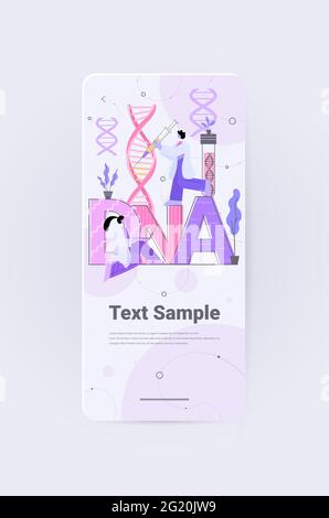 Équipe de scientifiques travaillant avec des chercheurs en ADN faisant des expériences dans le test d'ADN de laboratoire concept de génie génétique Illustration de Vecteur
