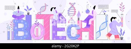 Équipe de scientifiques travaillant avec des chercheurs en ADN faisant des expériences dans les tests d'ADN en laboratoire génie génétique biotechnologie Illustration de Vecteur