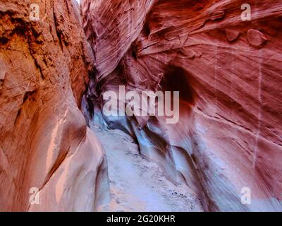 Traversez les falaises abruptes du canyon de la fente de Dry Fork dans le Grand Staircase-Escalante National Monument, Utah, États-Unis Banque D'Images