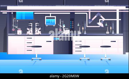 vide aucun laboratoire de recherche chimique avec différents équipement scientifique concept d'éducation scientifique en milieu de travail Illustration de Vecteur