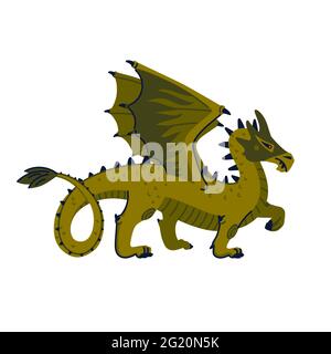 Ensemble de créatures magiques. Animal mythologique - dragon. Illustration vectorielle de style plat isolée sur fond blanc Illustration de Vecteur