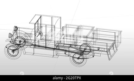 illustration 3d. Camion militaire polonais de la période de la Seconde Guerre mondiale Banque D'Images