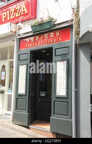 Peppers Pasta and Pizzeria, Ayr Lane, St. Ives, Cornwall, Royaume-Uni, Juin 2021 Banque D'Images