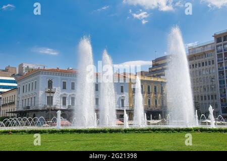 Place Omonia, au centre d'Athènes, Athènes, Grèce. 25 mai 2021 Banque D'Images