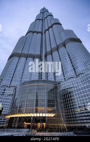 Photographie architecturale de la tour Burj Khalifa de Dubaï Banque D'Images