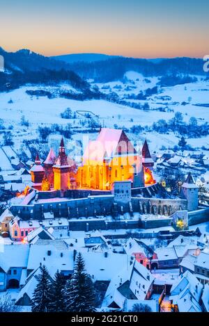 Biertan, Transylvanie. Village saxon avec forteresse médiévale en Roumanie, célèbre place de l'Europe de l'est. Banque D'Images