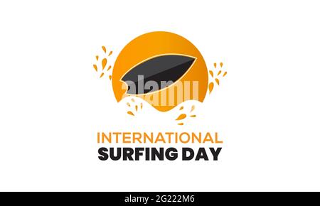 Illustration du vecteur de la Journée internationale du surf. Modèle de journée de surf pour l'arrière-plan, la bannière, l'affiche, la campagne de cartes de vœux. Illustration de Vecteur