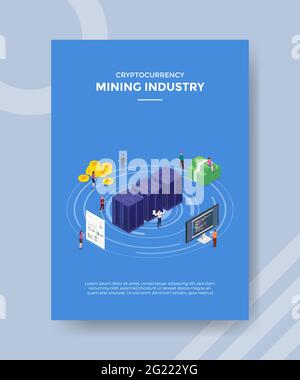 concept de crypto-monnaie de l'industrie minière pour bannière et prospectus de modèle avec vecteur de style isométrique Banque D'Images