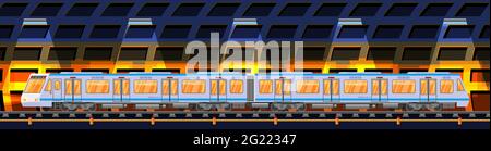 Voiture souterraine détaillée dans le tunnel. Illustration de Vecteur