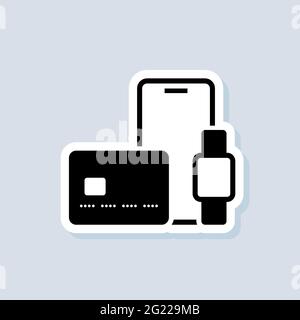 Autocollant de paiement NFC. Systèmes de paiement par carte sans contact. Vecteur sur arrière-plan isolé. SPE 10. Illustration de Vecteur