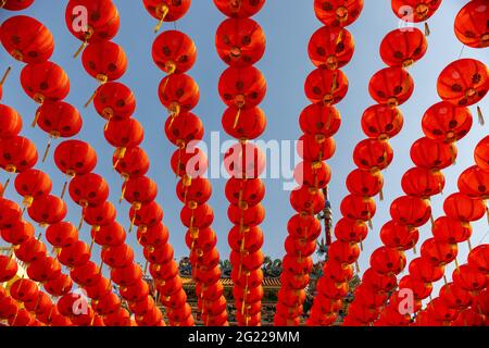 Lanternes du nouvel an chinois dans la région de la ville de chine. Banque D'Images