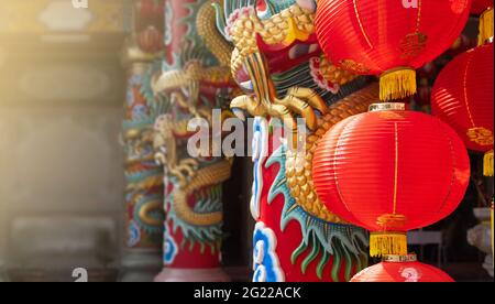 Lanternes du nouvel an chinois dans la région de la ville de chine. Banque D'Images