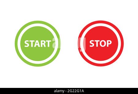 cercle vert icône de début et rouge icône d'arrêt vecteur de bouton pour la conception de site web, bouton web, illustration d'application mobile Illustration de Vecteur