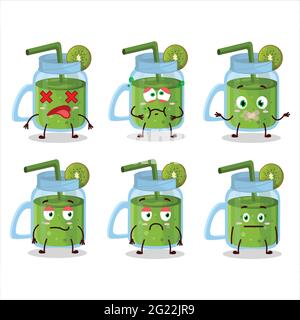 Personnage de dessin animé kiwi smoothie avec expression de corde. Illustration vectorielle Illustration de Vecteur
