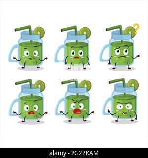 Personnage de dessin animé de smoothie kiwi avec quelle expression. Illustration vectorielle Illustration de Vecteur
