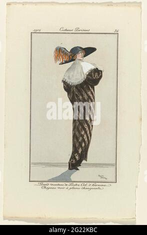 Journal des Dames et des modes: Les illustrateurs de mode. Le Journal des Dames a été inspiré par le magazine de mode éponyme du siècle précédent et, comme la publication précédente, a fait référence à ses illustrations comme costumes Parisiens. Ces costumes Parisiens (184 illustrations au total) ont été dessinés d'une manière nouvelle, plate et décorative par George Barbier, Jan van Brock, Victor Lhuer et d'autres artistes parisiens, chacun avec un style caractéristique. Chaque problème était accompagné de deux ou trois plaques séparées. Ces vêtements vous montraient une grande variété de vêtements tendance, de l'élégante tenue de soirée aux tenues d'extérieur. A br Banque D'Images