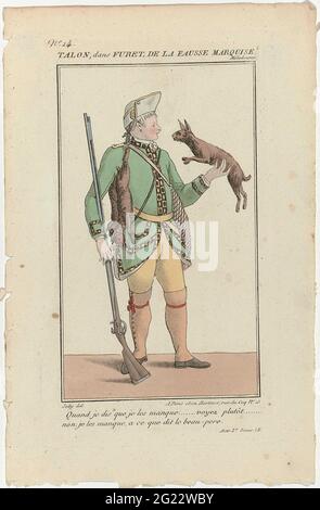 Petit Galerie Dramatique, 1805, n° 14: Talon, danse Furet (...). Costume de l'acteur talon dans le mélodrame 'Furet, la Fausse Marquise', élevé au Théâtre de la porte Saint-Martin à Paris. La pièce se compose de trois actes, écrits par Jean-Baptiste Dubois. Avec deux lignes de texte du premier acte, scène quatre. Imprimé de la revue petite Galerie Dramatique ou Recueil de diffuseurs costumes d'acteurs des Théâtres de la capitale (1796-1843). Banque D'Images