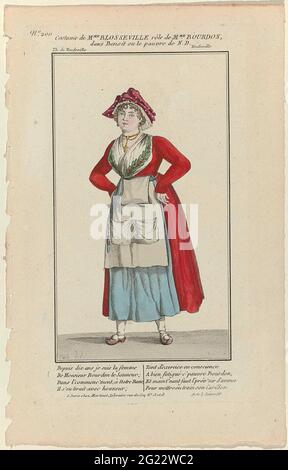 Petite Galerie Dramatique, ca. 1809 - 1843, non 200: Costume de Mme Blossevill (...). Costume de l'actrice Blosseville dans le rôle de Mme Bourdon de la comédie 'Benoit ou le Pauvre de notre Dame', élevée dans le Théâtre du Vaudeville à Paris. La pièce se compose de deux actes, écrits par Marie-Joseph pain (1773-1830), publiés vers 1809. Avec deux fois quatre règles du premier acte, scène quatre. Imprimé de la revue petite Galerie Dramatique ou Recueil de diffuseurs costumes d'acteurs des Théâtres de la capitale (1796-1843). Banque D'Images