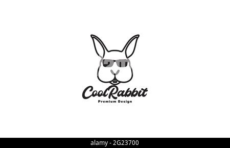 cool head lapins dessin animé logo vector icône dessin d'illustration Illustration de Vecteur