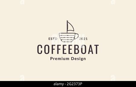 coupe à café boxer boxer avec logo bateau symbole icône vectorielle illustration design graphique Illustration de Vecteur